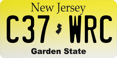 NJ license plate C37WRC