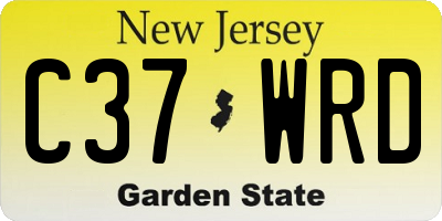 NJ license plate C37WRD