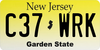 NJ license plate C37WRK