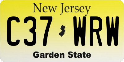 NJ license plate C37WRW