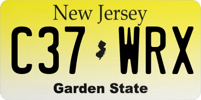 NJ license plate C37WRX