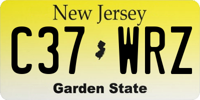 NJ license plate C37WRZ