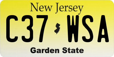 NJ license plate C37WSA