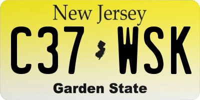NJ license plate C37WSK