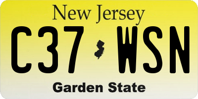 NJ license plate C37WSN