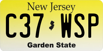 NJ license plate C37WSP