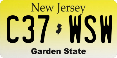 NJ license plate C37WSW
