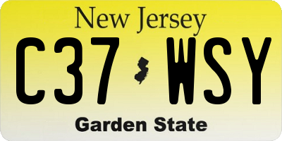 NJ license plate C37WSY