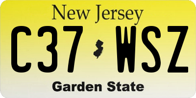 NJ license plate C37WSZ