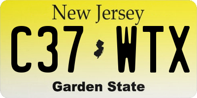 NJ license plate C37WTX