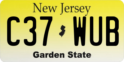 NJ license plate C37WUB