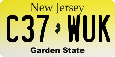 NJ license plate C37WUK