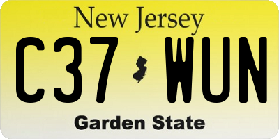 NJ license plate C37WUN