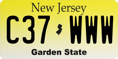 NJ license plate C37WWW