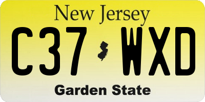 NJ license plate C37WXD