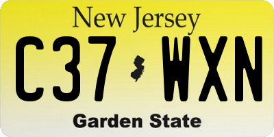 NJ license plate C37WXN