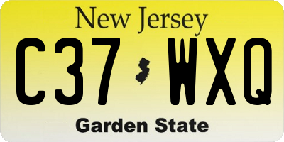 NJ license plate C37WXQ