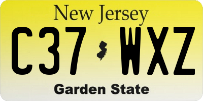 NJ license plate C37WXZ