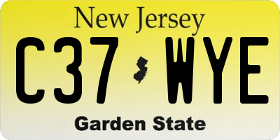 NJ license plate C37WYE