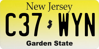 NJ license plate C37WYN