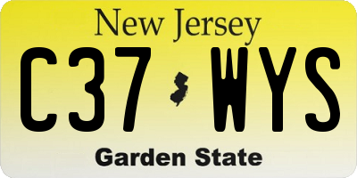 NJ license plate C37WYS