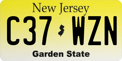 NJ license plate C37WZN