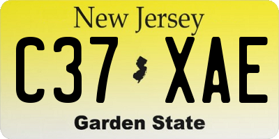 NJ license plate C37XAE