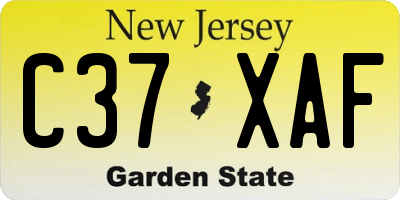 NJ license plate C37XAF