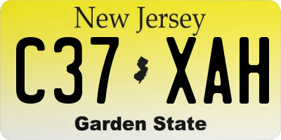 NJ license plate C37XAH