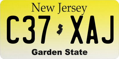 NJ license plate C37XAJ