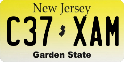 NJ license plate C37XAM