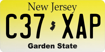 NJ license plate C37XAP