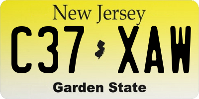 NJ license plate C37XAW