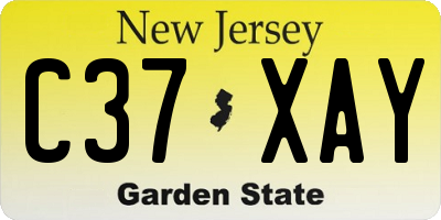 NJ license plate C37XAY