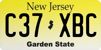 NJ license plate C37XBC