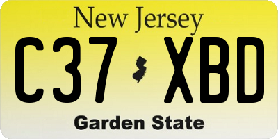 NJ license plate C37XBD