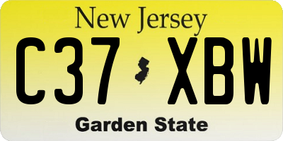 NJ license plate C37XBW