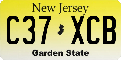 NJ license plate C37XCB