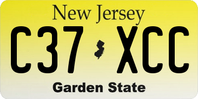 NJ license plate C37XCC