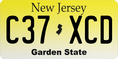 NJ license plate C37XCD