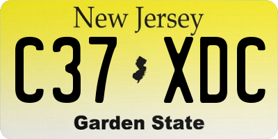 NJ license plate C37XDC