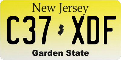 NJ license plate C37XDF