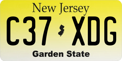 NJ license plate C37XDG