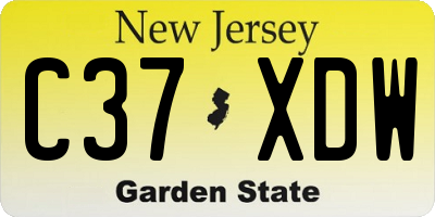NJ license plate C37XDW