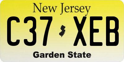 NJ license plate C37XEB