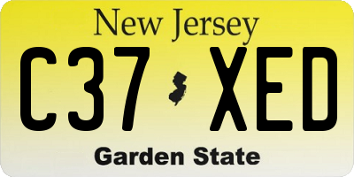 NJ license plate C37XED