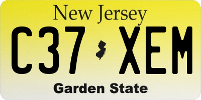 NJ license plate C37XEM