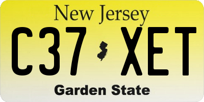 NJ license plate C37XET