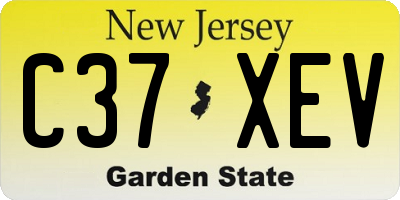 NJ license plate C37XEV