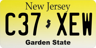 NJ license plate C37XEW